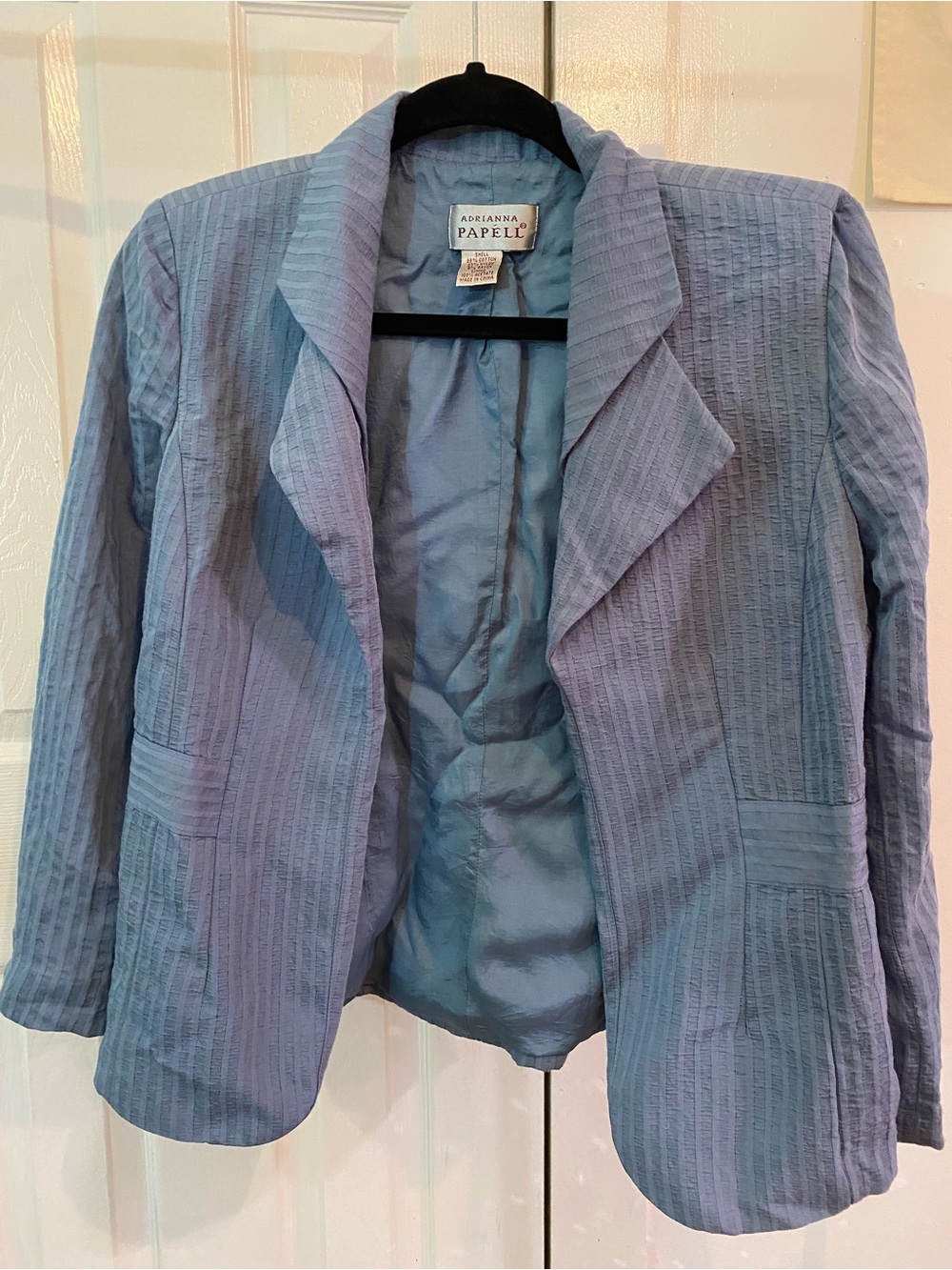 Adrianna Papell Pastel Blue Textured Open-Front Blazer